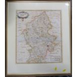 Robert Morden, an Antique hand coloured map, Staffordshire, 17ins x 14.5ins