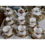 A six piece Royal Albert Old Country Rose tea and dinner set