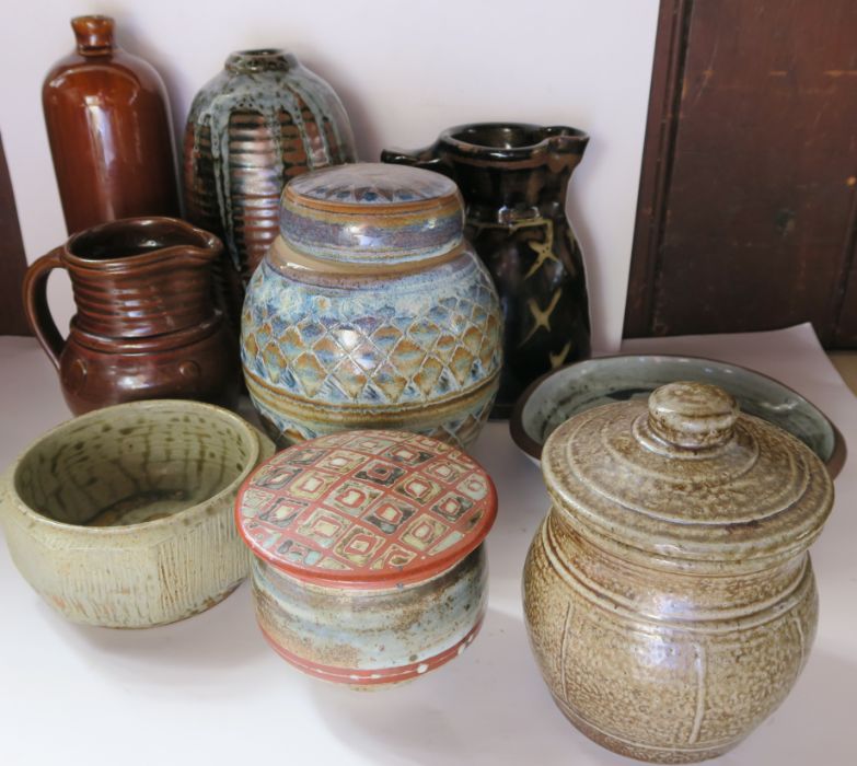 Nine studio pottery covered vases, vases, and jugs - Image 2 of 2