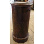 A 19th century mahogany cylinder bedside cabinet, with inset marble top, cupboard door, on plinth