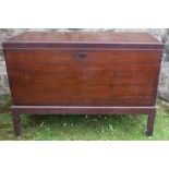 A Georgian mahogany coffer or box, having two carrying handles and raised on a stand, width 54.5ins