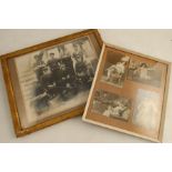 Two early 20th century style black and white photographs, framed, one of nudes 12ins x 11ins,