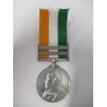 A King's South Africa medal, awarded to Corporal Lane of the Worcestershire Regiment, with two bars,