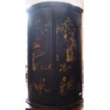 A 19th century Japanese lacquered corner cabinet, height 38ins, width 24ins