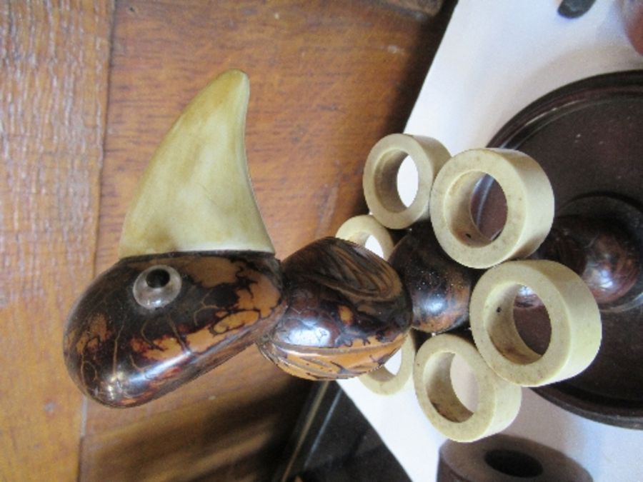 A 1930's Art Deco nut-bird pipe rack, along with five pipes, comprising an Art Deco B.B.B. square - Image 15 of 22