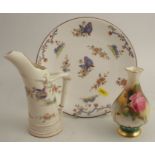 A Royal Worcester vase, decorated with roses, shape number H283, height 5.75ins, together with a