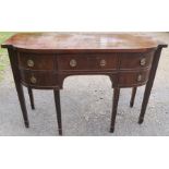 A 19th century break bow front sideboard, fitted with drawers, width 54ins