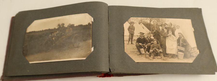 A postcard album, containing some WW1 cards, including one of a Zeppelin, plus assorted others - Image 2 of 3