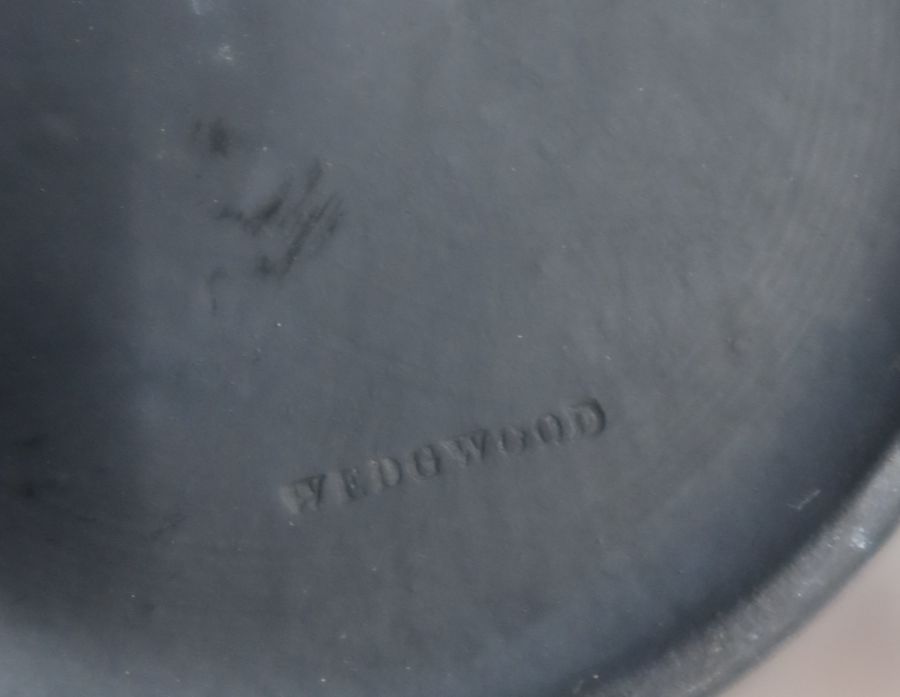 A Wedgwood black basalt two handled urn, stamped WW CSY to the base, together with a Wedgwood - Image 2 of 2