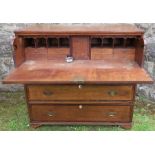 A 19th century oak and crossbanded secretaire chest, fitted with a fall front drawer revealing