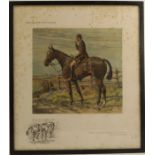 A signed Snaffles, colour print, The Gent in Ratcatcher, 16.5ins x 14.5ins - stained