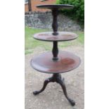 A mahogany three tier circular buffet, max diameter 24ins