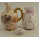 A Royal Worcester blush ivory flat back jug, shape number 1094, together with a covered Royal