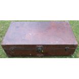 A Louis Vuitton leather trunk, width 40ins, depth 23ins, height 12 ins