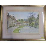 Jane Pearson, watercolour and ink, Thornton Le Dale, 10.5ins x 14.5ins