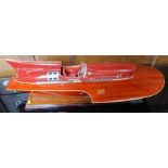 A Ferrari Hydroplane model boat, as raced by Nando Dell'Orto, raised on a stand, length approx