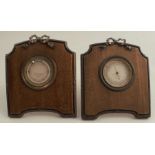 A pair of G Keller Paris barometer and thermometer, the barometer dial marked Holosteric, both