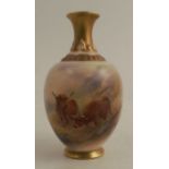 A Royal Worcester vase, decorated with Highland cattle by H Stinton, shape  number H286, circa 1914,