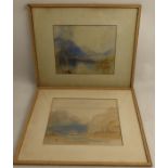 In the manner of J M W Turner, two watercolours, landscapes, 8.5ins x 11ins