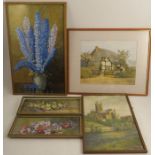 W H Austin, three watercolours, floral studies, 21.75ins x 13.25ins and 5ins x 13.25ins, together