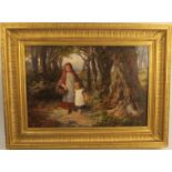 Ebenezer Newman Downard, signed and dated 1863, oil on canvas, two children walking down a