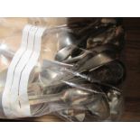 A bag of assorted silver plated cutlery