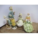 Seven Royal Worcester figures, Gardener, Fisherman, Thursday's Child, Springtime, March Winds,