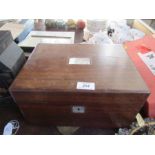 A Victorian rosewood box, with mother of pearl inlay, the interior fitted with a lift out tray and