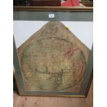 A framed reproduction of the Mappa Mundi