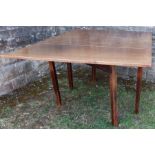 An antique mahogany drop leaf table, of rectangular form, with swing leg, 57ins x 44ins x height