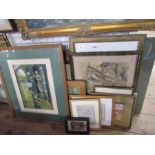 A collection of decorative prints and watercolours, to include prints after Silvester Stannard