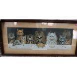 A Louis Wain colour print, What we are About to Receive, 6.5ins x 20ins