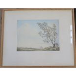 Alice Barnwell, coloured etching, Autumn Breeze, signed and blind stamped artist's proof, 9ins x