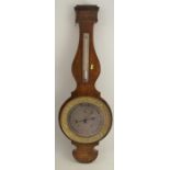 A 19th century French banjo barometer, signed Michael Caen, Opticien a Versailles, height 38ins