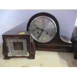 An oak cased mantel clock, together with another mantel clock