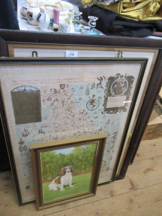 Five various framed pictures