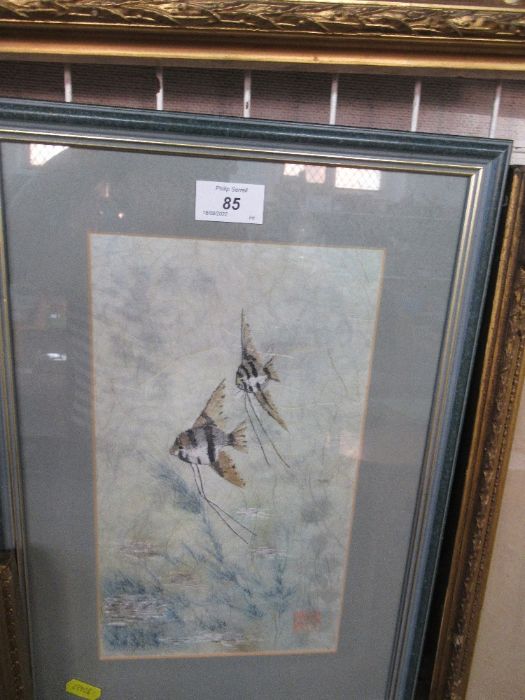 An Oriental picture of two fish, 11.5ins x 6.5ins