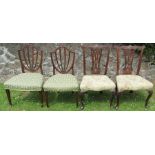Two pairs of 19th century dining chairs, one pair in the Chippendale style, with craved top rail and