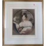 Clifford R James, coloured mezzotint, portrait of a woman, signed in pencil, 18ins x 15ins
