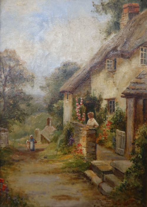 Eva Maryon, pair of oil on canvas, Cornish Cottage and Devonshire Home, 13.5ins x 9.5ins - Image 2 of 5