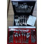 A Viners stainless steel 44 piece Kings pattern cutlery set, in wooden box, together with an