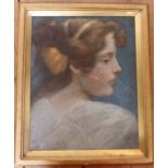 An early 20th century school, pastel, portrait of a young woman, 15ins x 12ins