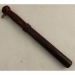 An Antique wooden fishing priest, with turned handle, length 12ins