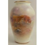 A Royal Worcester vase, decorated with Highland cattle by Harry Stinton, shape number G461, height