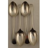 A set of four silver serving spoons, engraved with initials, Sheffield 1909, weight 9oz