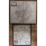 R Blome, A Mapp of Warwickshire, hand coloured, 13ins x 11ins, together with a Robert Morden, hand