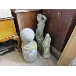 A collection of garden statuary to include statuettes