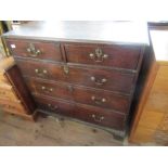 An Antique chest of drawers, fitted two short drawers over three graduated long drawers, width