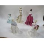 A large collection of assorted Royal Worcester figures, model ladies etc