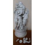 A Niderviller French parian model, of four figures carrying a barrel with further figures inside,